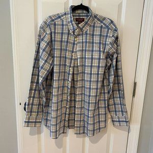 Blue and White Wrinkle Free Covington Button Up Shirt‎ - Size Medium